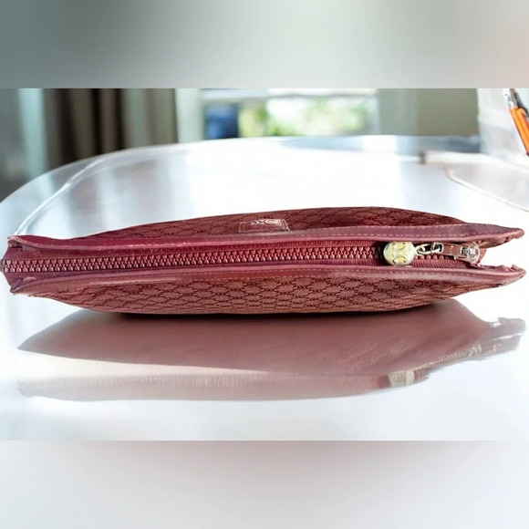CELINE | Rare Burgundy Macadam Monogram Vintage Pouch Case Clutch - Picture 3 of 8
